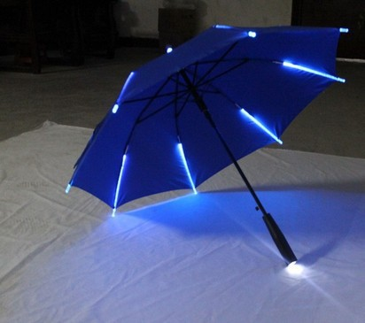 YB Creative LED Clear Umbrellas Rain Umbrella Straight Flashlight Advertise Custom Kids Gift Transparent LED Light Umbrella