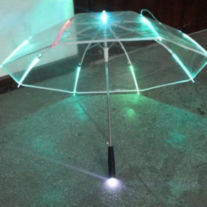 YB Creative LED Clear Umbrellas Rain Umbrella Straight Flashlight Advertise Custom Kids Gift Transparent LED Light Umbrella