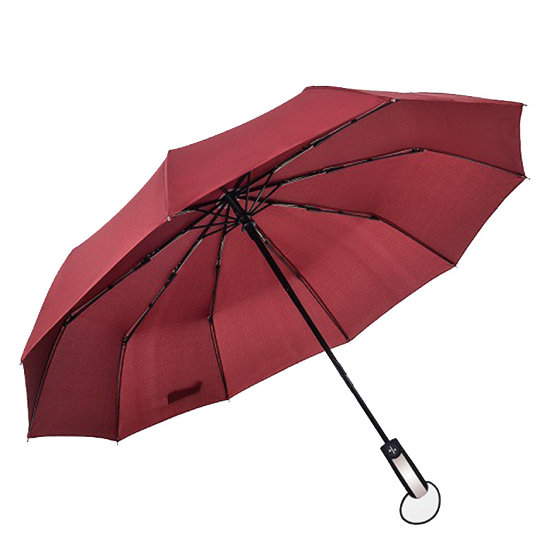 Yubo 23 Inch custom company logo hot selling oem odm automatic 3 fold red different kinds umbrella for sale