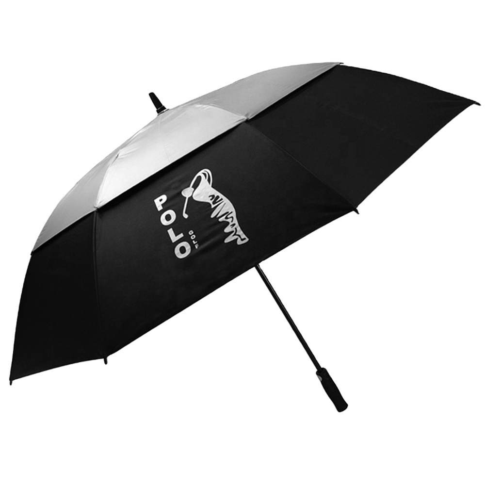 silver UV protection air vented windproof golf course umbrella for golf cart