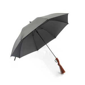 Straight Auto Open Promotional Rifle Gun Umbrella with Shoulder Strap