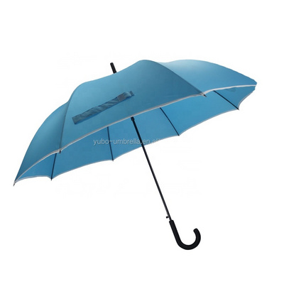 Yubo 23"*8K Korean promotion logo printing 190t light blue pongee fabric rain umbrella with piping