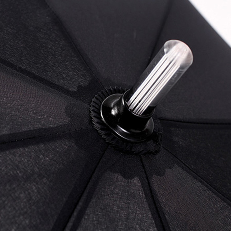 Black Color Straight Star Light LED Umbrella with LED Torch Light