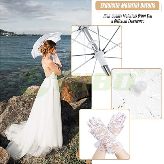 Yubo White Lace Parasol Wedding Bridal Flowers Embroidery Umbrella Vintage Romantic Korean Design Sun Umbrella