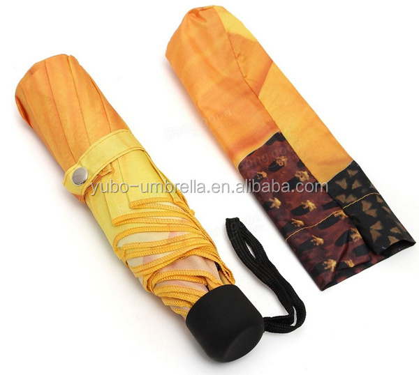 YUBO 21 Inch 8 Ribs Sunflower Polyester Folding Rain Umbrella