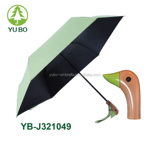 New Design 21"*8k Duck Head Handle Manual Open Anti UV 3 Fold Umbrella