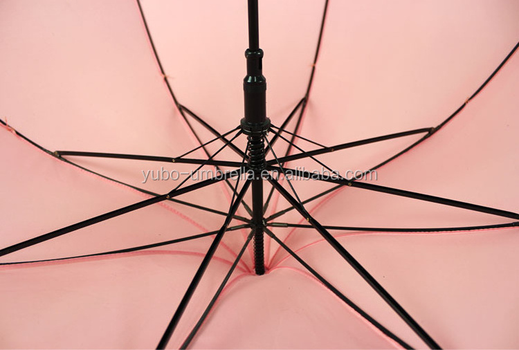 Pretty Pink Color Purfle Edge Auto Open Pagoda Princess Umbrella for Ladies