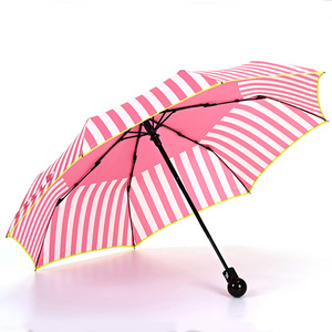 Yubo 21 inch Three Folding Striped Fabric With Color Coating  Umbrella Portable Umbrella Case With Customized