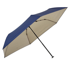 Yubo Manual hand open 19 inch 6 ribs super light weight carbon fiber umbrella with gold UV coating mini 3 folding umbrella