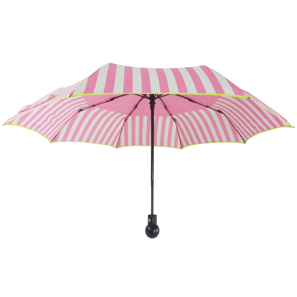 Yubo 21 inch Three Folding Striped Fabric With Color Coating  Umbrella Portable Umbrella Case With Customized