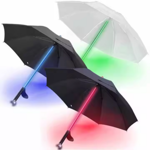 YB LED Laser Sword Golf Umbrella Light-Up Flashing with 7-Color Changing Shaft Manual Opening for Adults and Kids Parties