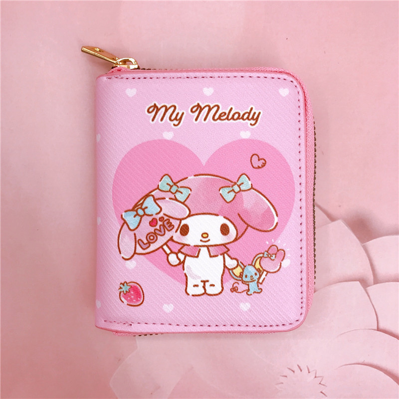 Yubon Wholesale Cartoon Sanrioed Children's Wallet Anime My Melody KuromiPU Leather Coin Zipper Bag School Student Kids Gift