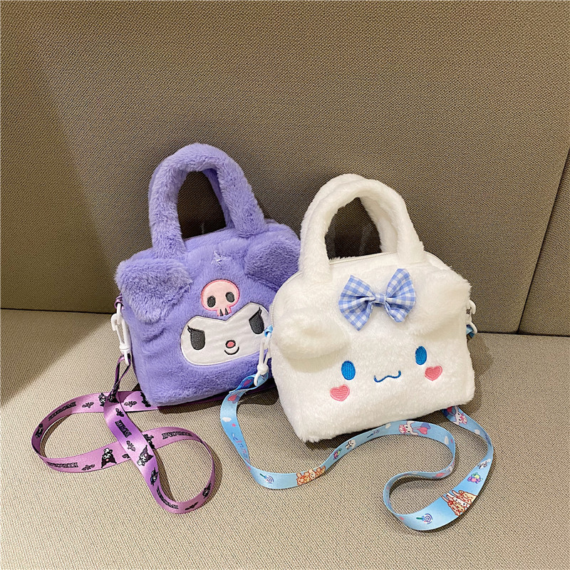 Yubon Sanrioed Cartoon Melody Kunomi Cinnamoroll Plush Doll Bag Cute Handbag Diagonal Straddle Bag Student Girl Gift Wholesale