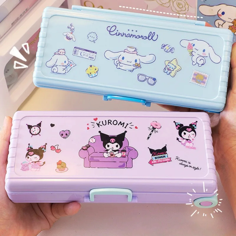 Diy Sanris Kuromi Pochacco pencil case kawaii Creativity Suitcase Modeling Portable High Capacity Storage Stationery Pencil box