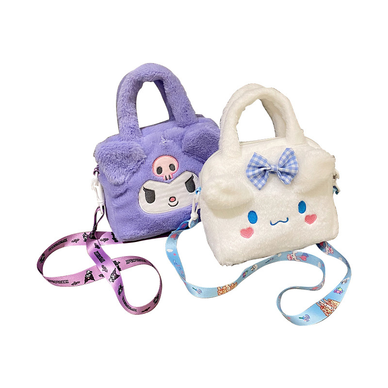 Yubon Sanrioed Cartoon Melody Kunomi Cinnamoroll Plush Doll Bag Cute Handbag Diagonal Straddle Bag Student Girl Gift Wholesale