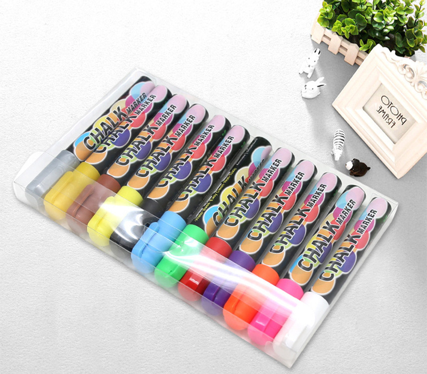 Professional Premium 6mm Liquid Chalk  Writing Board Marker Highlighter pens set For Chalkboard Whiteboard Car Glass 8 colors