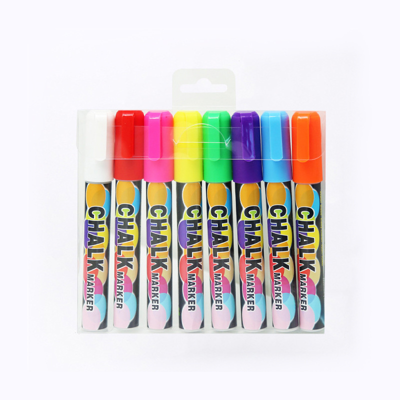 Professional Premium 6mm Liquid Chalk  Writing Board Marker Highlighter pens set For Chalkboard Whiteboard Car Glass 8 colors