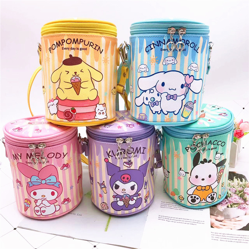 Yubon Cartoon Sanrioed Postman Bag Cute Kuromi Melody Pacha Shoulder Bag Girl Student Kids Crossbody  Bucket Bag Wholesale