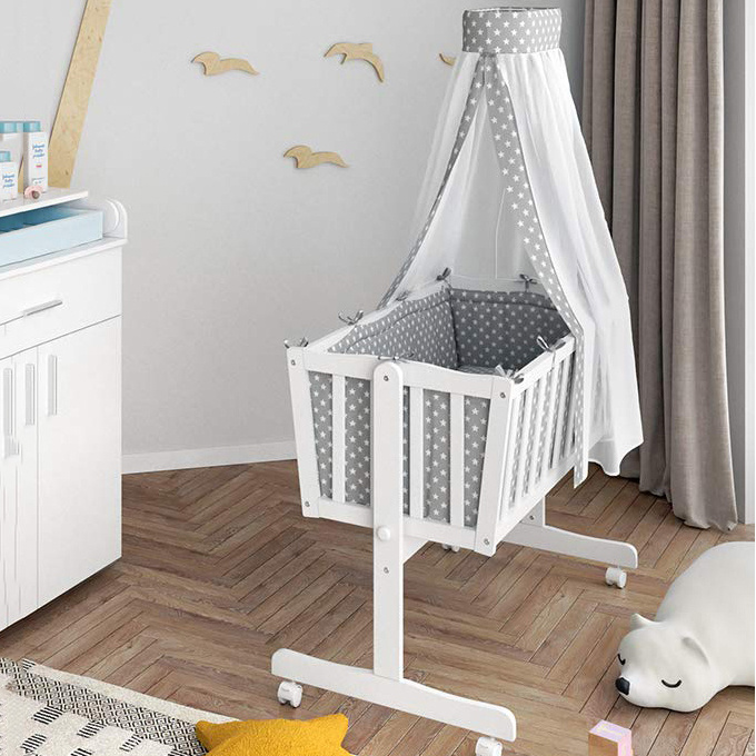 modern wooden Baby Crib cot bed automatic baby cradle swing for new born