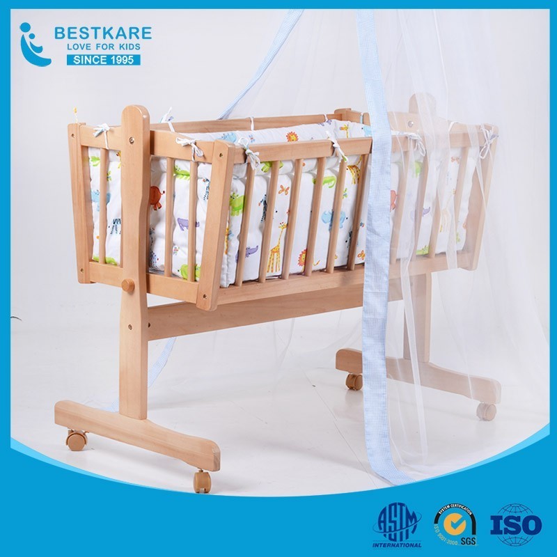 lazada hotsale baby wooden crib infant cot swing bed wholesale