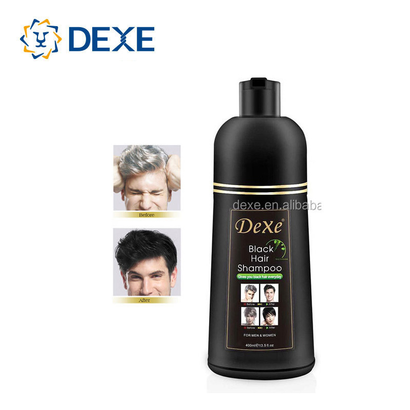 dexe subaru two in one bottle herbal magic fast vip black hair color shampoo instant hair dye