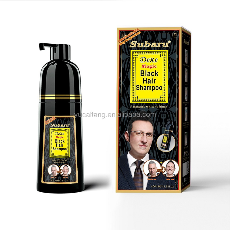 dexe subaru two in one bottle herbal magic fast vip black hair color shampoo instant hair dye