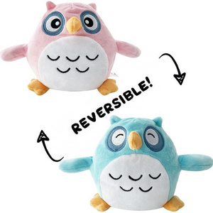 Double side flip peluche reversible plushies kawaii owl plush decoration stuffed animals popular toys hot sale