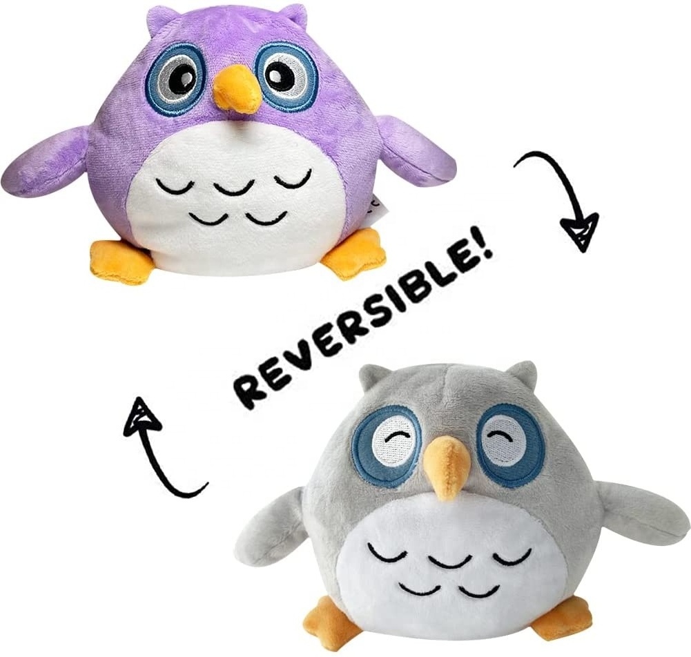 Double side flip peluche reversible plushies kawaii owl plush decoration stuffed animals popular toys hot sale