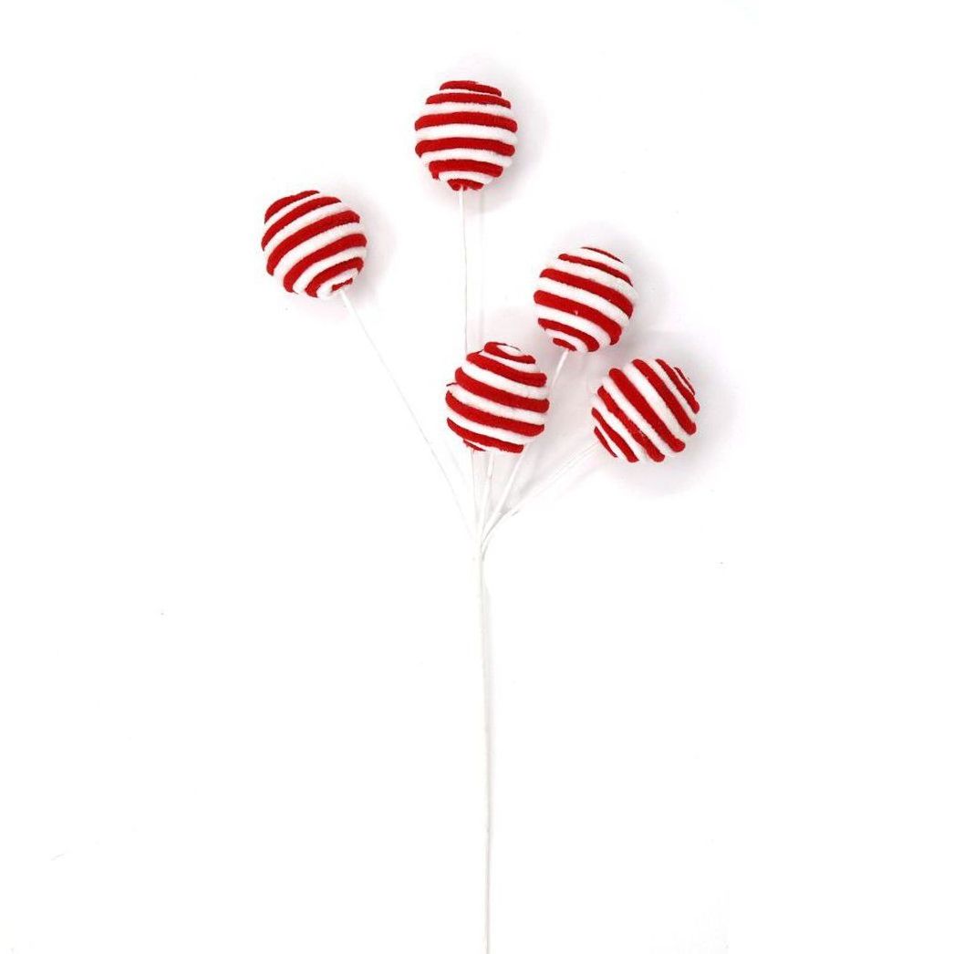 Adorable Red and White Candy Stem Christmas Lollipop Branch Christmas Sprays and Picks