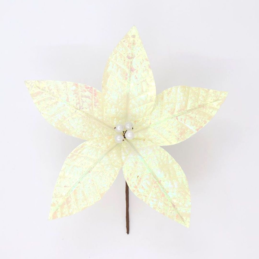 Handmade Iridescent Reusable Christmas Poinsettia Flowers Small Christmas Wreath Tree Decor Price Favourable