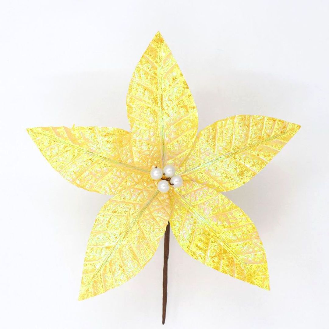 Handmade Iridescent Reusable Christmas Poinsettia Flowers Small Christmas Wreath Tree Decor Price Favourable