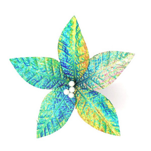 Handmade Iridescent Reusable Christmas Poinsettia Flowers Small Christmas Wreath Tree Decor Price Favourable