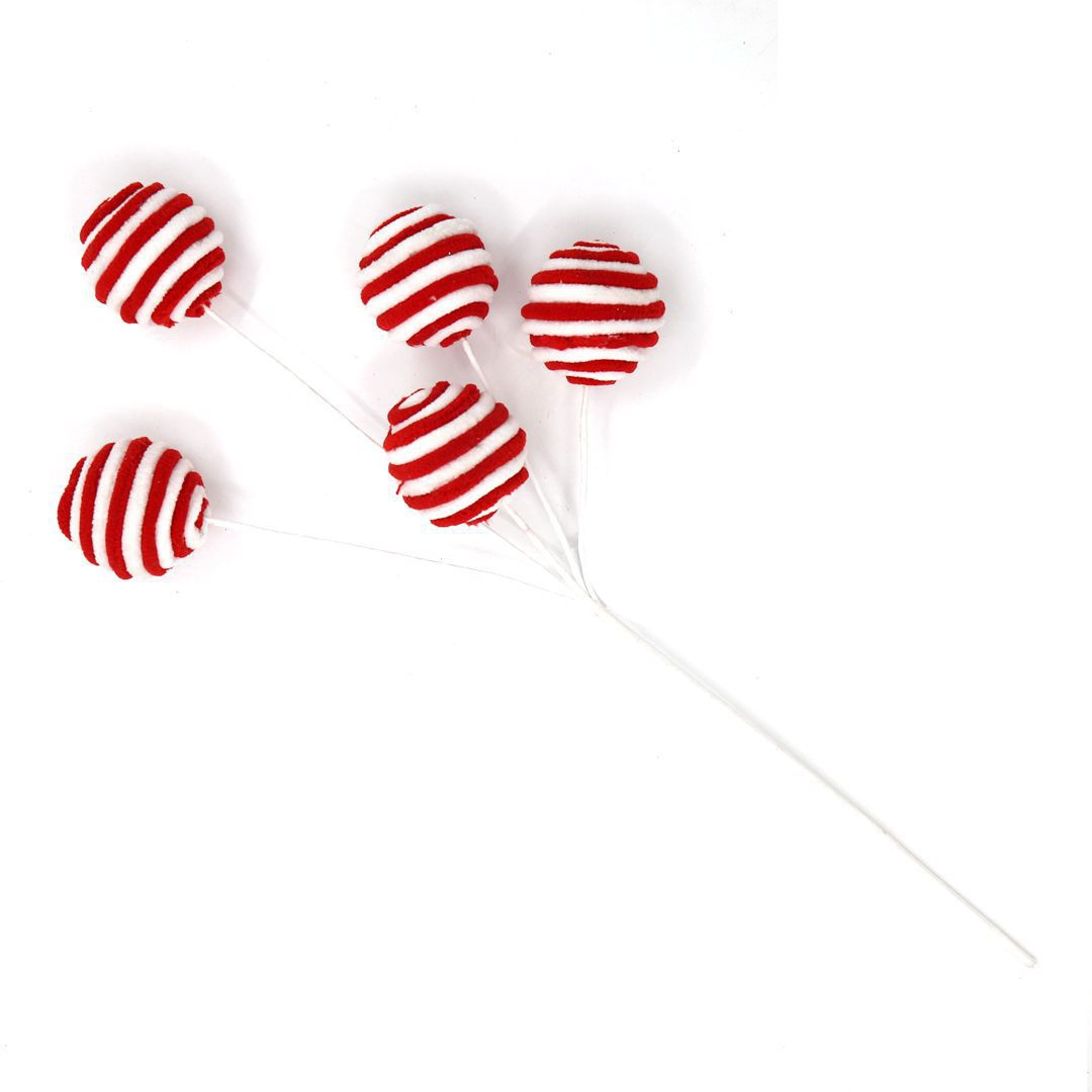 Adorable Red and White Candy Stem Christmas Lollipop Branch Christmas Sprays and Picks