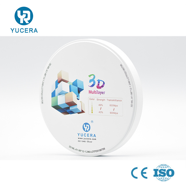 YUCERA 3D Plus Multilayer Dental Zirconia Pucks for Dental Lab Materials to Make Porcelain Machinery Online Technical Support