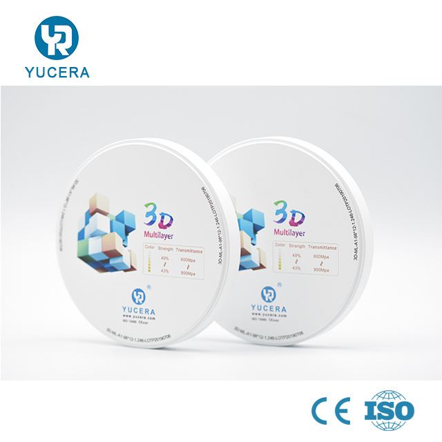 YUCERA 3D Plus Multilayer Dental Zirconia Pucks for Dental Lab Materials to Make Porcelain Machinery Online Technical Support