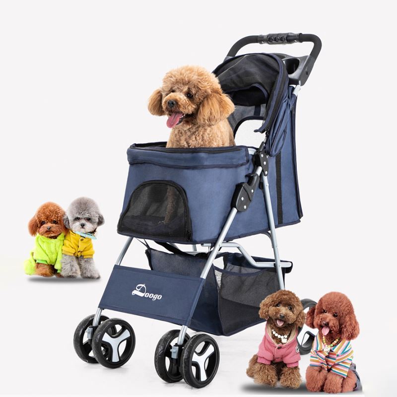 Wholesale Easy Fold Luxury Pet Stroller Dog Carrier 4 Wheels Removable Liner Travel Pet Dog Stroller