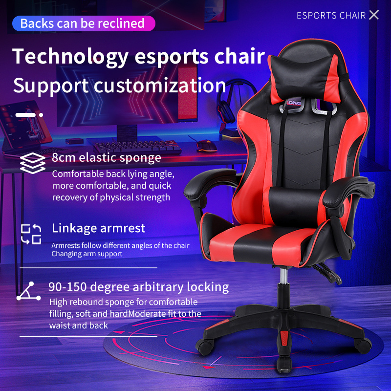 Cheap Sillas Gamer wholesale PU Leather gaming chair black and red Chair cheap gaming chair for gamer