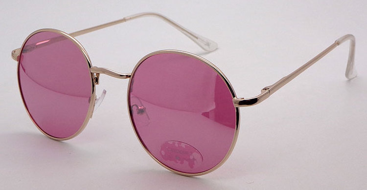 Sunglasses manufacturer high quality pink mirror attribute gold metal custom neutral round retro sunglasses for women