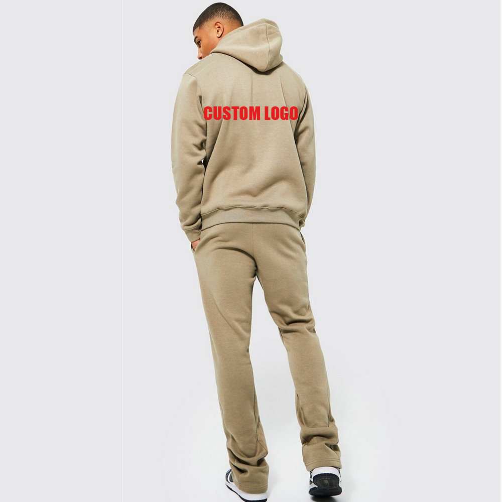 sportswear sweatsuits french terry joggers heavyweight oversized hoodies set custom logo flare sweatpants tracksuit for men