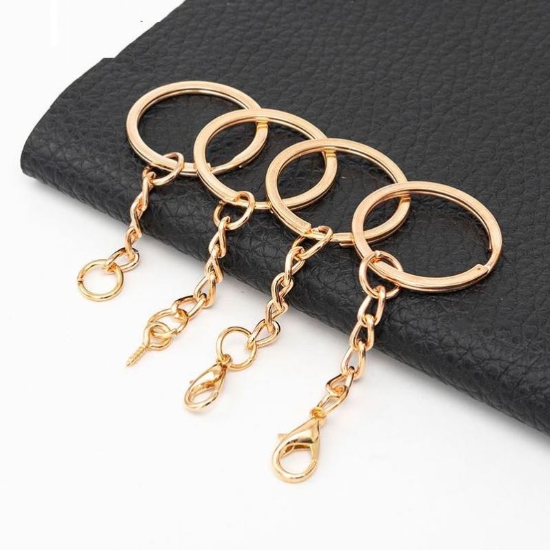 2024 New YC Gold Nickel Plating Metal Keychain in bulk Split Key Rings With Chain DIY Hardware Accessories Key Chains Keyring