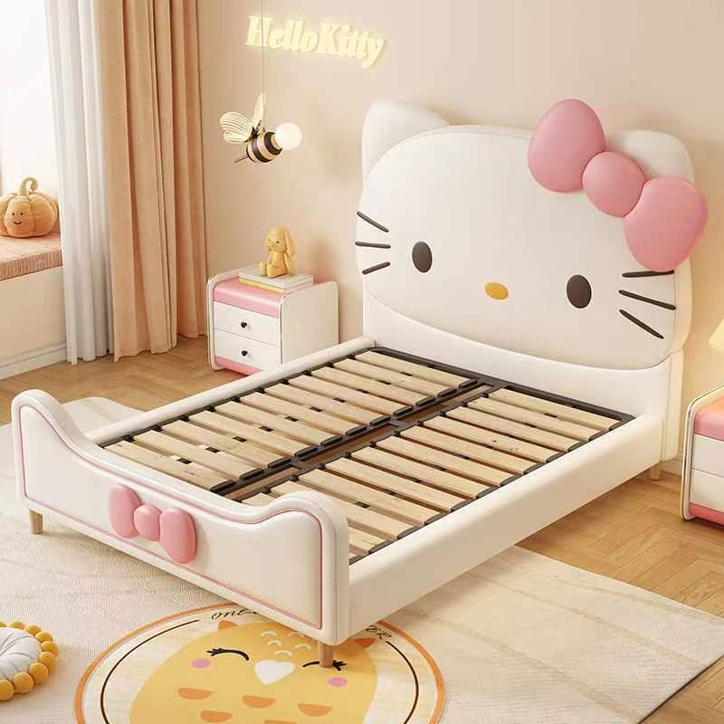 bett Bedroom furniture home queen cama matrimonial king size bed frame luxury up-holstered Hello kitty cat kids beds for girls