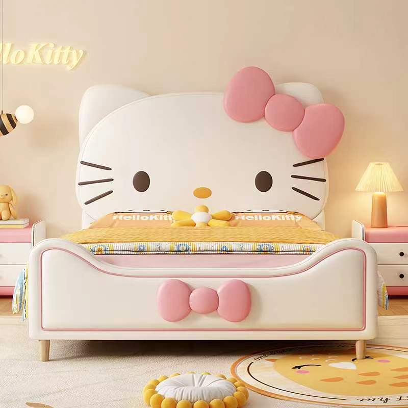 bett Bedroom furniture home queen cama matrimonial king size bed frame luxury up-holstered Hello kitty cat kids beds for girls