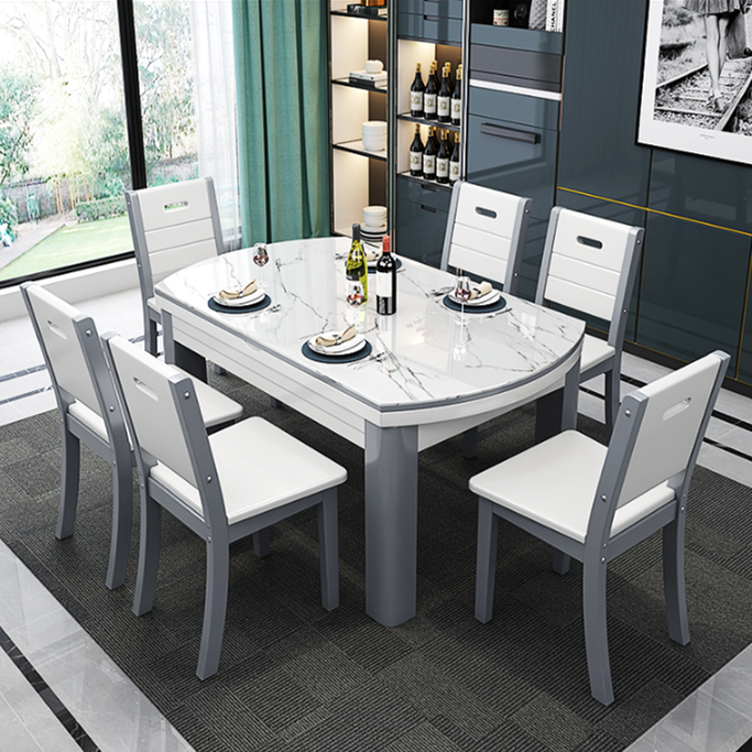 marble dining table set mesa de jantar dining room furniture Home  extendable table a manger complet mesas de comedor Concrete