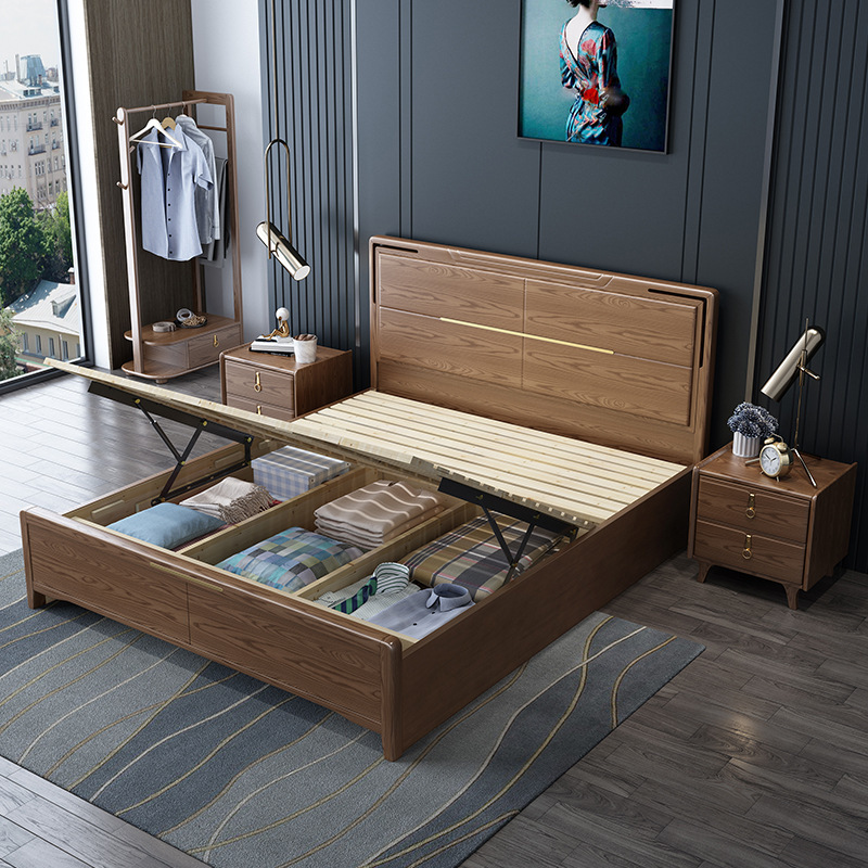 bedroom furniture Home cama matrimonial luxury bed wooden queen frame storage letto Lit en bois Muebles king size bed hotel bett