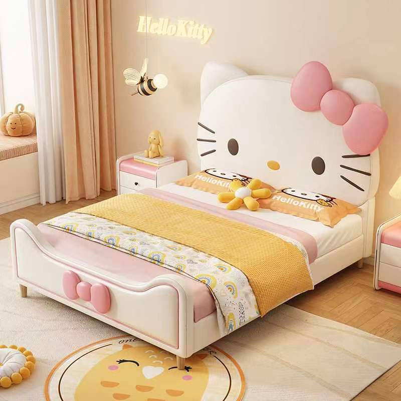 bett Bedroom furniture home queen cama matrimonial king size bed frame luxury up-holstered Hello kitty cat kids beds for girls