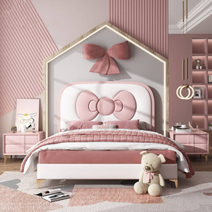 Hello kitty bed lit complet Bedroom furniture home king size bed frame cama queen bett luxury up-holstered kids bed for girls