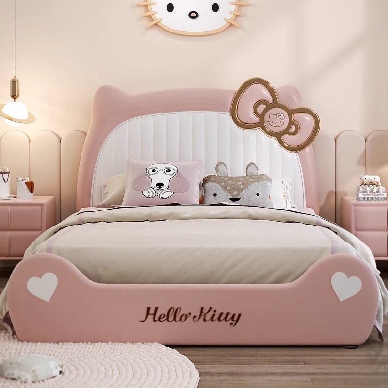 Hello kitty bed lit complet Bedroom furniture home queen cama king size bed frame luxury up-holstered kids beds for girls bett