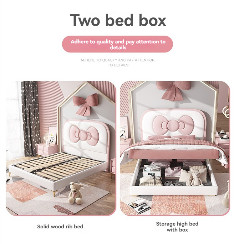 Hello kitty bed lit complet Bedroom furniture home king size bed frame cama queen bett luxury up-holstered kids bed for girls