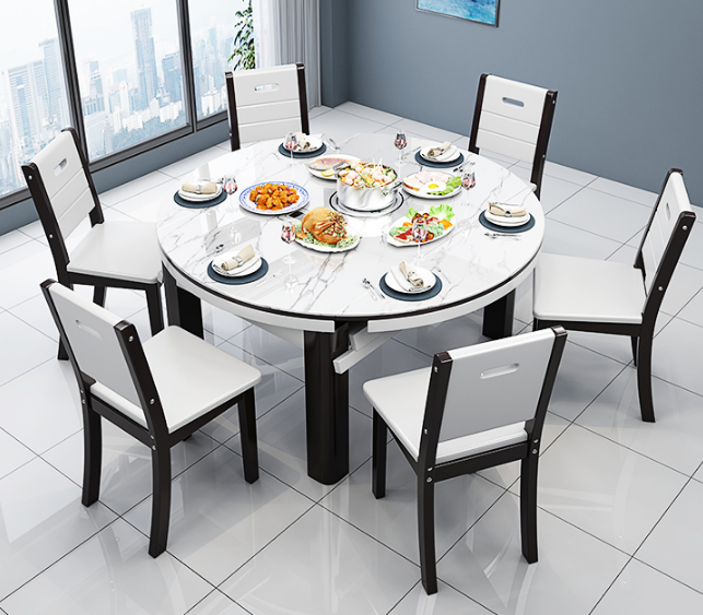 marble dining table set mesa de jantar dining room furniture Home  extendable table a manger complet mesas de comedor Concrete