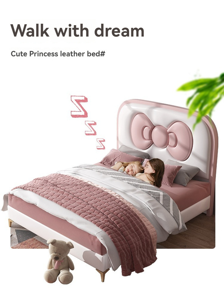 Hello kitty bed lit complet Bedroom furniture home king size bed frame cama queen bett luxury up-holstered kids bed for girls